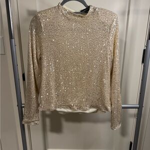 Chic Gold Sequin Blouse